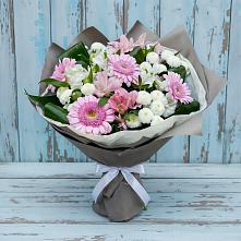 Букет цветов из:  Герберы, Альстромерии и Хризантемы в Кропачёво
