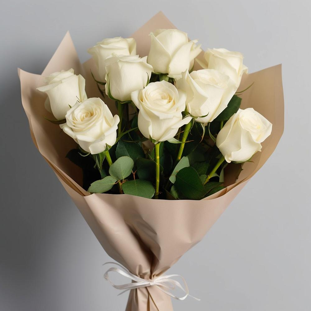 Букет 9 Белых роз Эдлесс Лав в Кропачёво