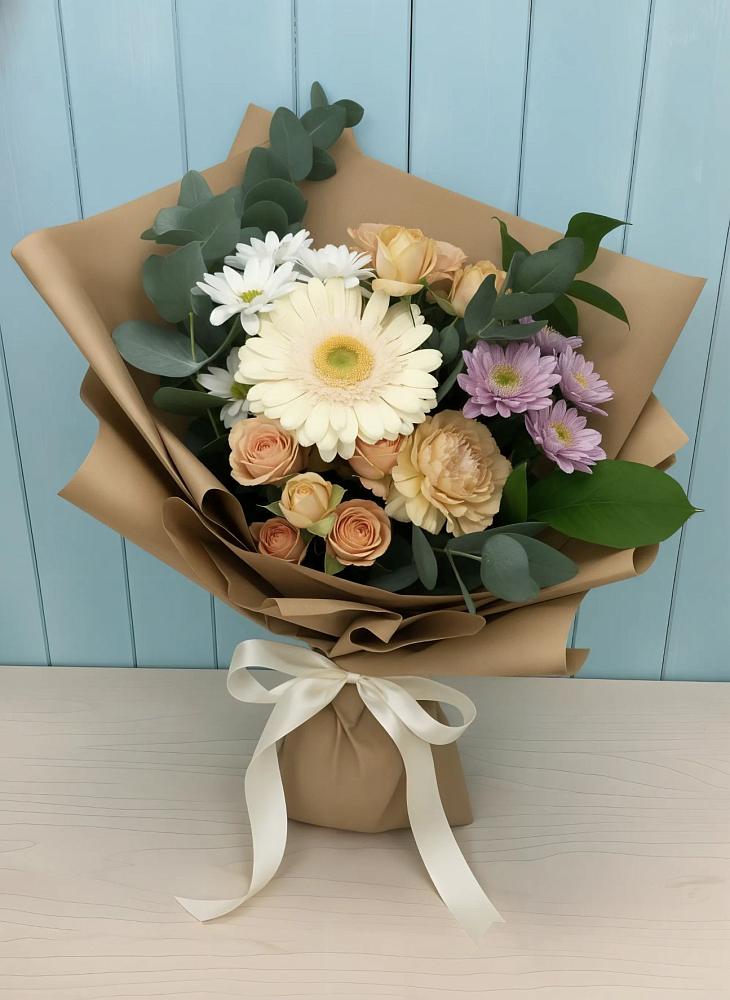 Букет цветов из: Герберы и Хризантемы в Кропачёво