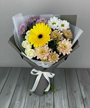Букет цветов из:  Розы, Герберы и Хризантемы в Кропачёво