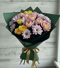 Букет цветов из:  Хризантемы и Розы в Кропачёво