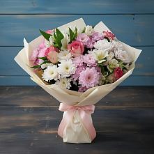 Букет цветов из:  Хризантемы, Альстромерии и Розы в Кропачёво