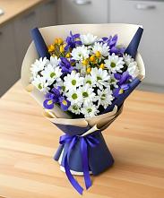 Букет цветов из:  Розы, Ирисы и Хризантемы в Кропачёво