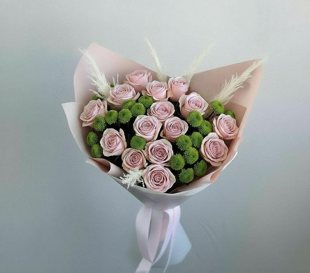 Букет цветов из: Розы и Хризантемы в Кропачёво