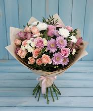 Букет цветов из:  Хризантемы, Розы и Альстромерии в Кропачёво