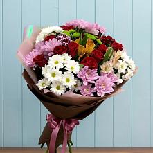 Букет цветов из:  Розы, Хризантемы и Альстромерии в Кропачёво