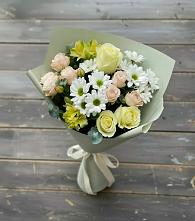 Букет цветов из:  Альстромерии, Розы и Хризантемы в Кропачёво