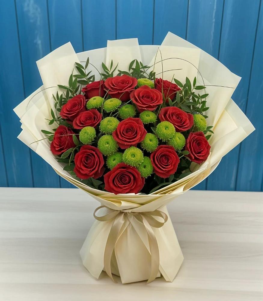 Букет цветов из: Розы и Хризантемы в Кропачёво